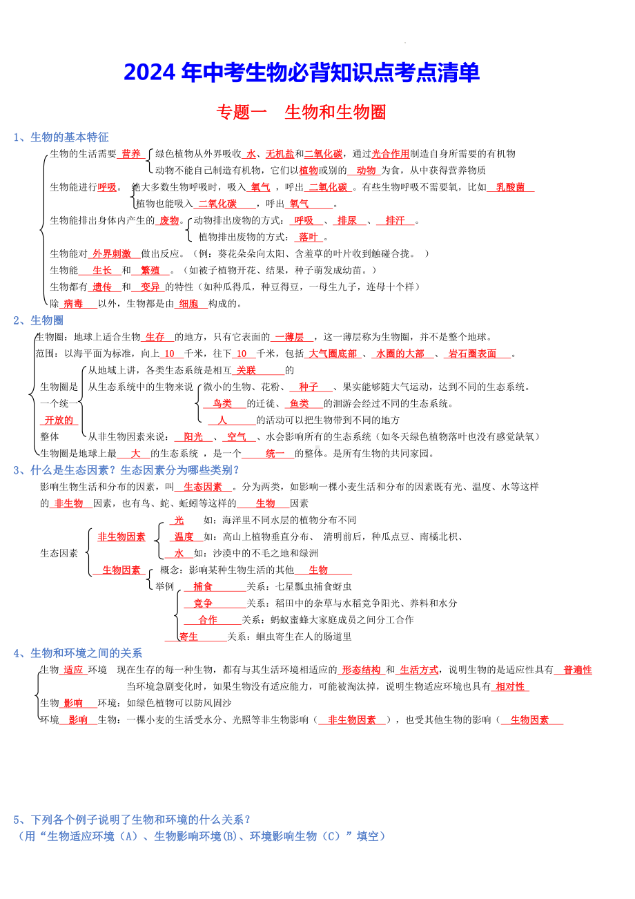 2024年中考生物必背知识点考点清单（实用必备！）.docx_第1页