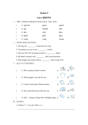 Module 9 Unit 2 素质评价-五年级英语下册外研版.doc