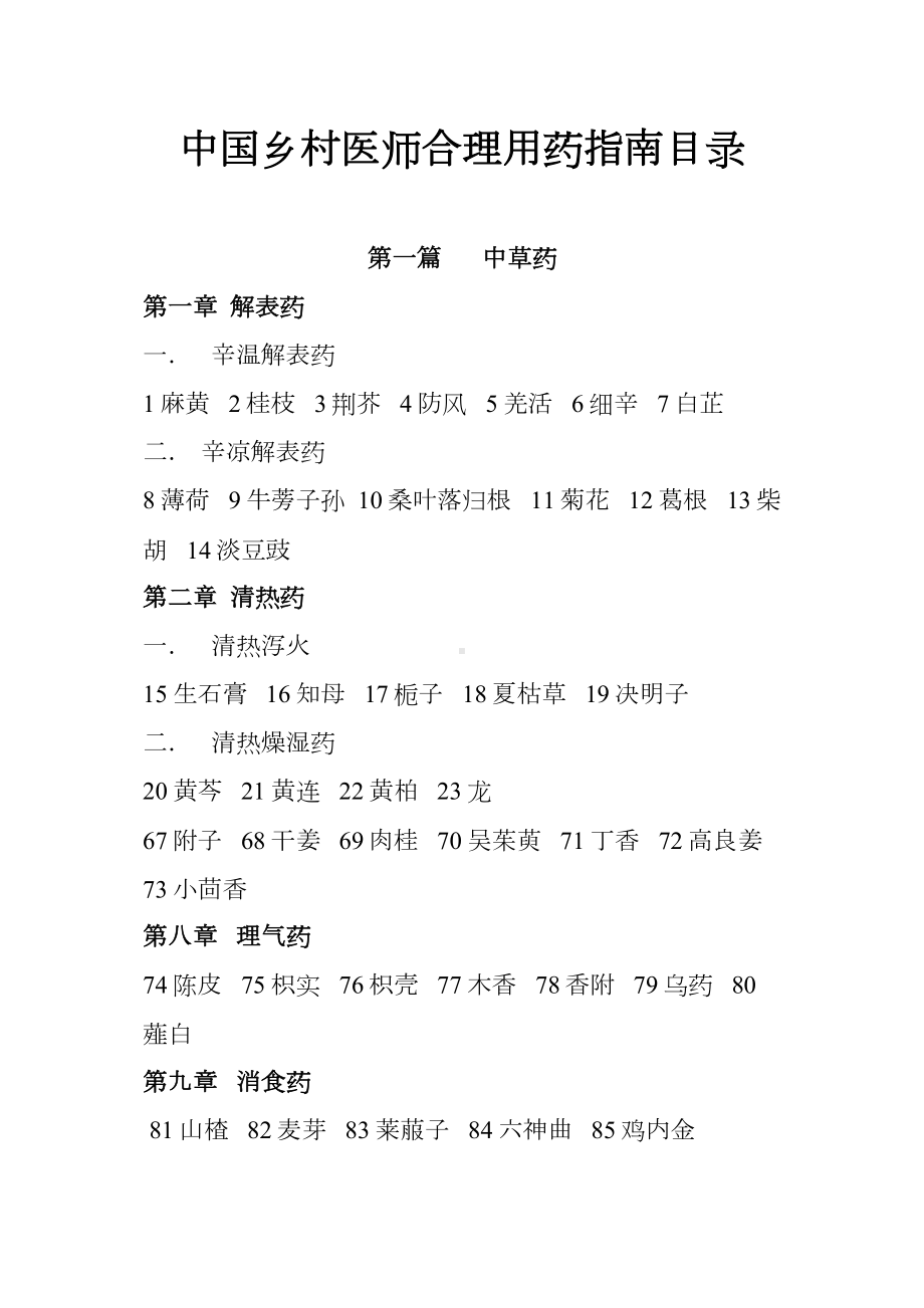 中国乡村医师合理用药指南目录.docx_第1页