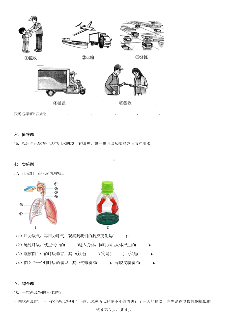 2023新冀人版四年级下册《科学》期末练习卷（B）（含答案） (2).docx_第3页