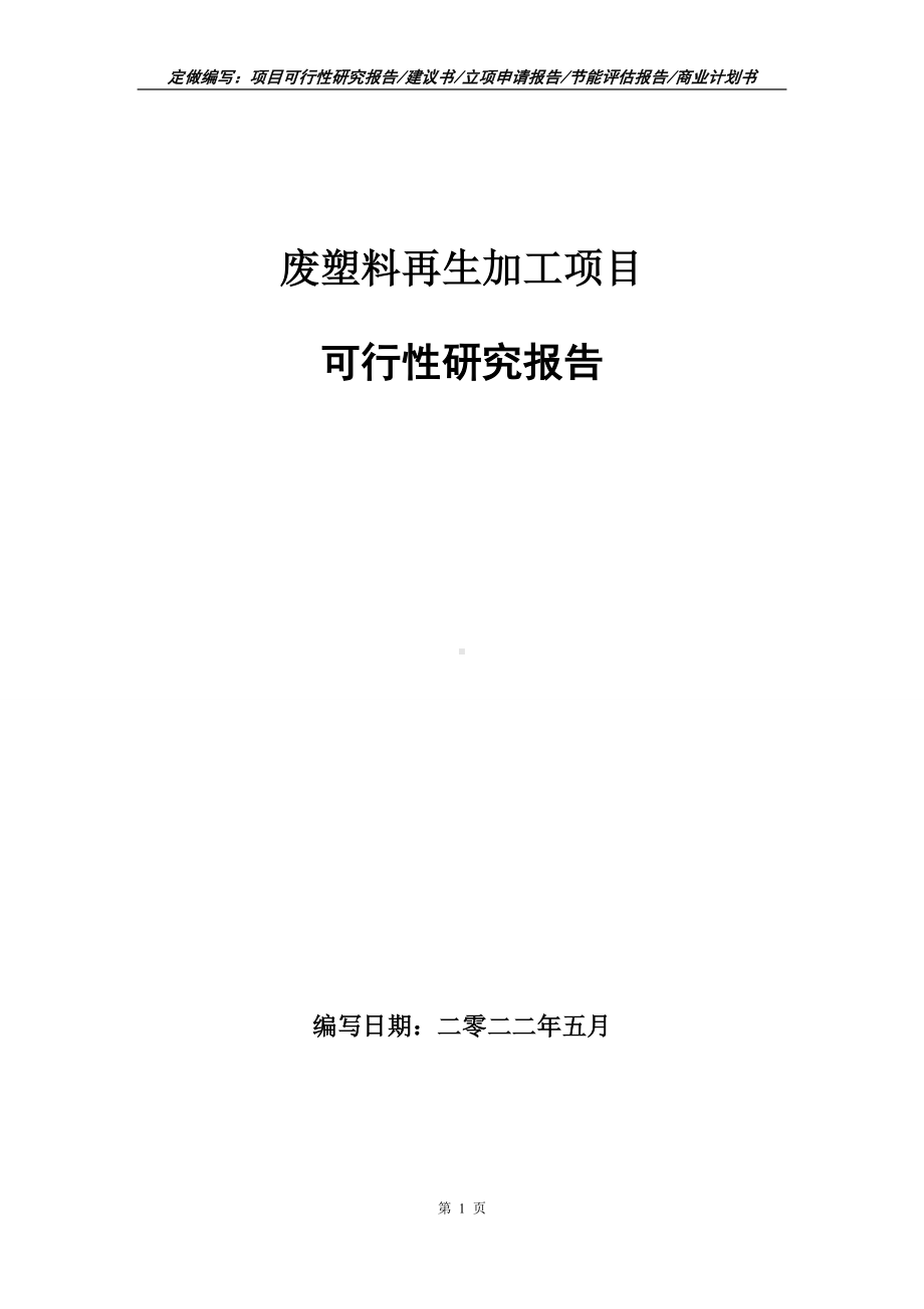 废塑料再生加工项目可行性报告（写作模板）.doc_第1页