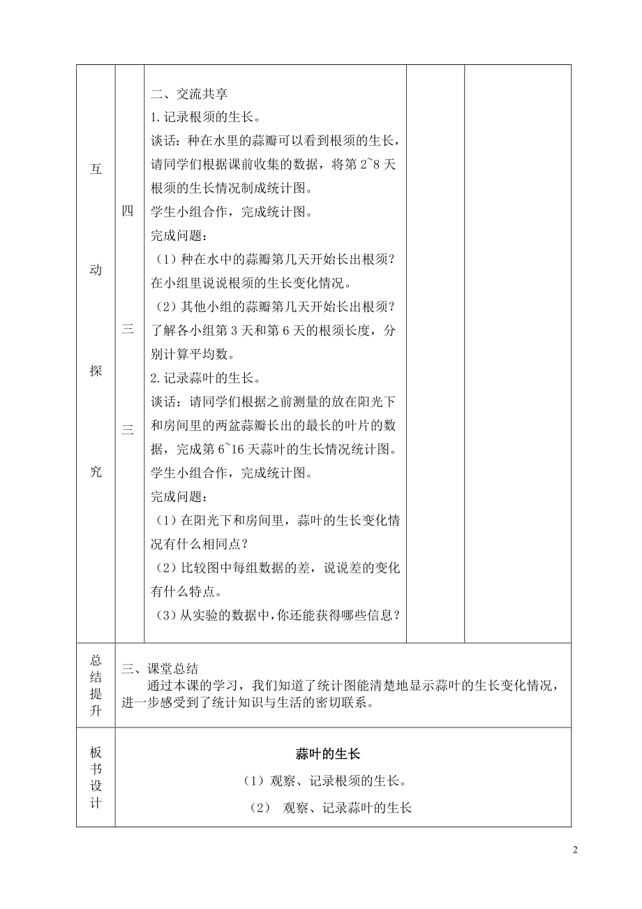 常州市苏教版五年级数学下册第二单元第4课《蒜叶的生长》教案.doc_第2页