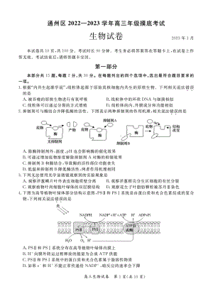 2023年北京通州区高三上学期期末生物试题及答案.pdf