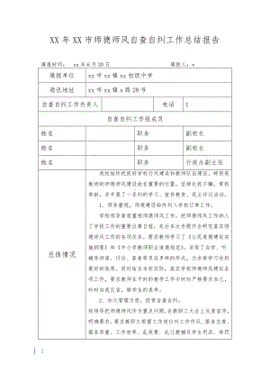 XX年师德师风自查自纠工作总结报告.docx