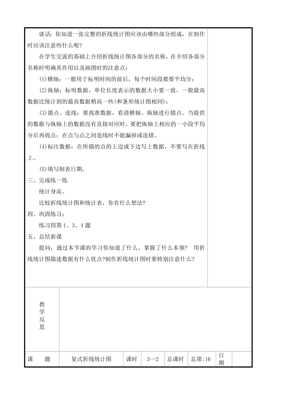 苏教版五年级数学下册第二单元《折线统计图》全部教案（共含3课时）.doc_第2页