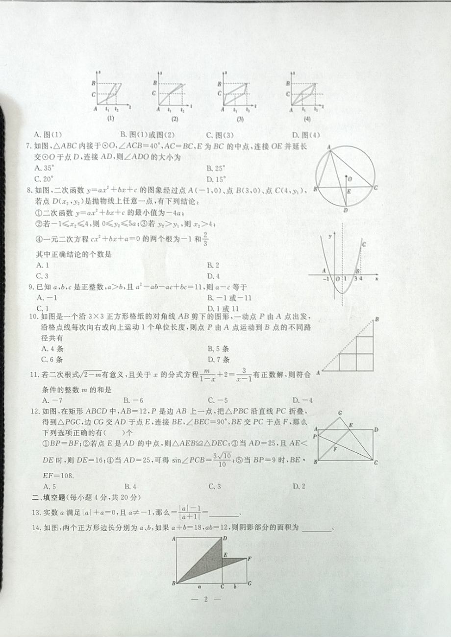 2021年山东省枣庄市第一中学 初中升高中自主招生数学试题.pdf_第2页