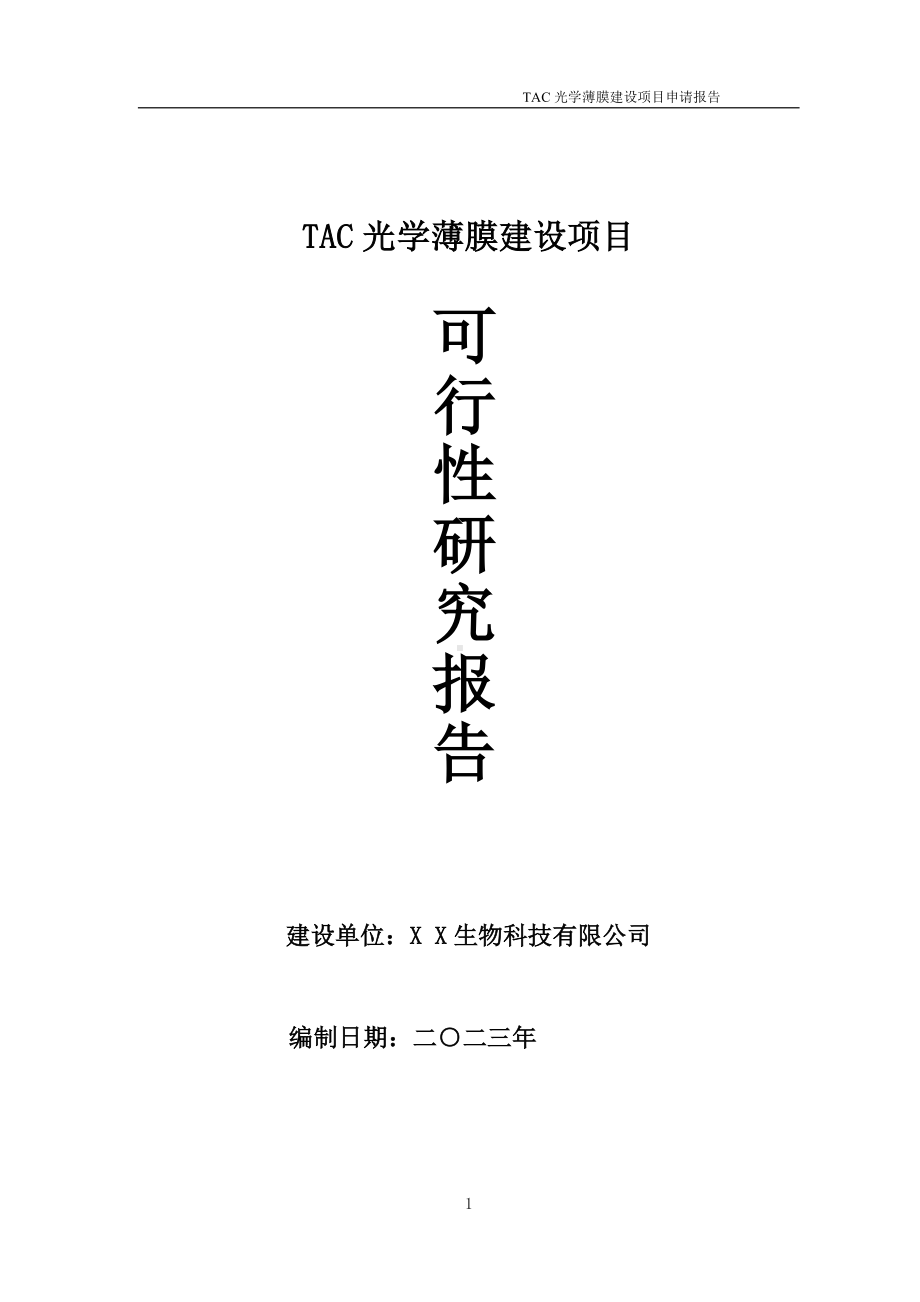 TAC光学薄膜项目可行性研究报告备案申请模板.doc_第1页