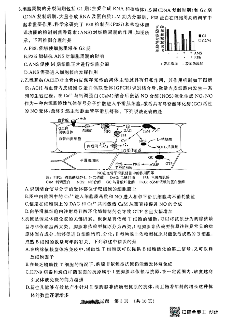 山东省济南市2023届高三下学期学情检测（一模）生物试题及答案.pdf_第3页