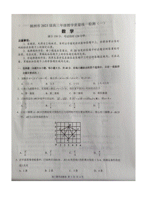 湖南省株洲市2023届高三教学质量统一检测（一）数学试题及答案.docx