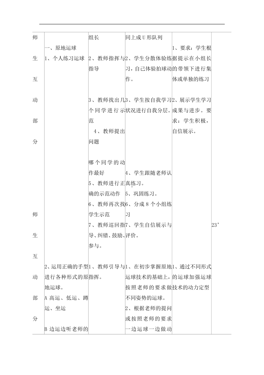 五年级体育教案-篮球运球 全国通用.doc_第2页