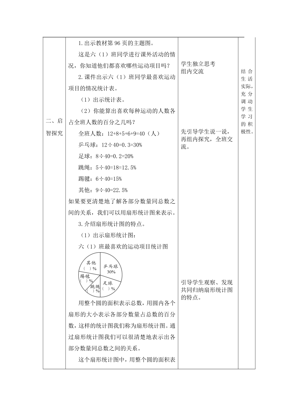 六年级数学上册教案- 7 扇形统计图 -人教新课标.doc_第2页