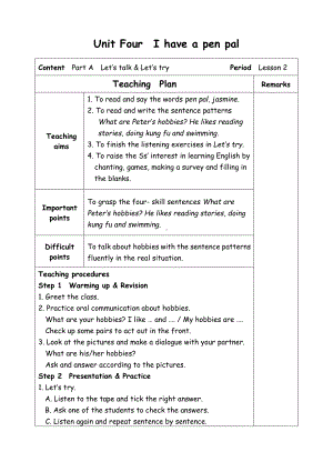 六年级上册英语教案-Unit4 I have a pen pal-2 A Let's talk-人教(PEP)( ).doc