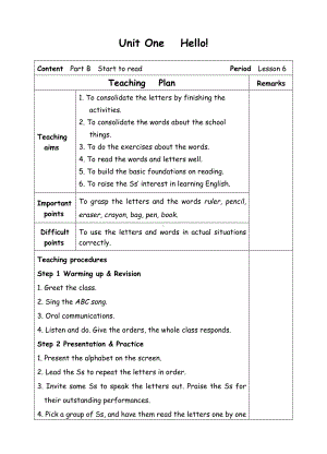 三年级上册英语教案-7 Unit1 Hello-6-人教(PEP).doc