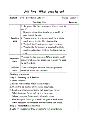 六年级上册英语教案-Unit5 What does he do-4 B Let's talk-人教(PEP)( ).doc