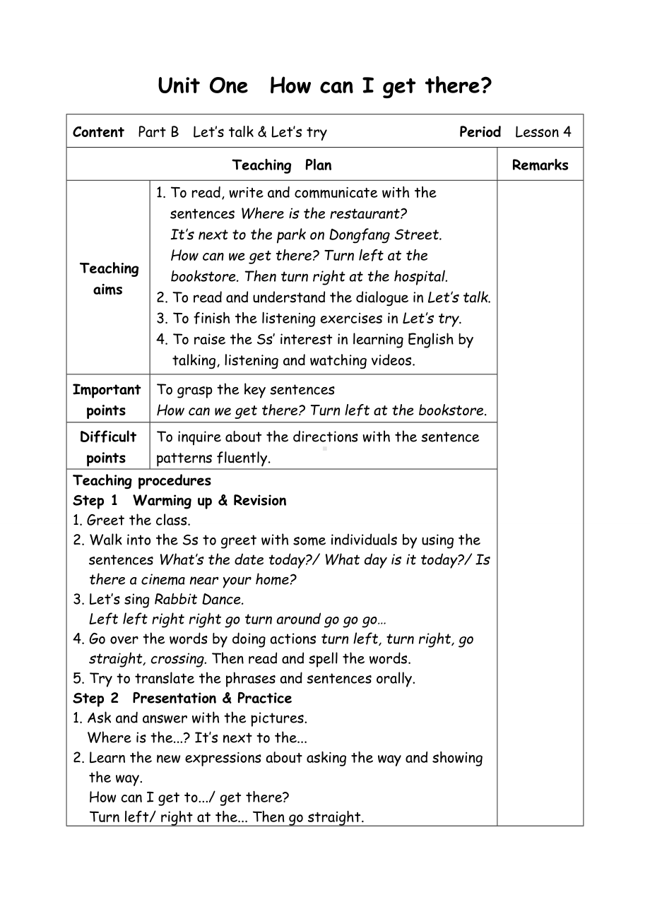 六年级上册英语教案-Unit1How can I get there-4 Let's talk-人教(PEP)( ).doc_第1页