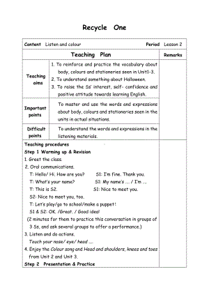 三年级上册英语教案-3 Recycle 1-2-人教(PEP).doc