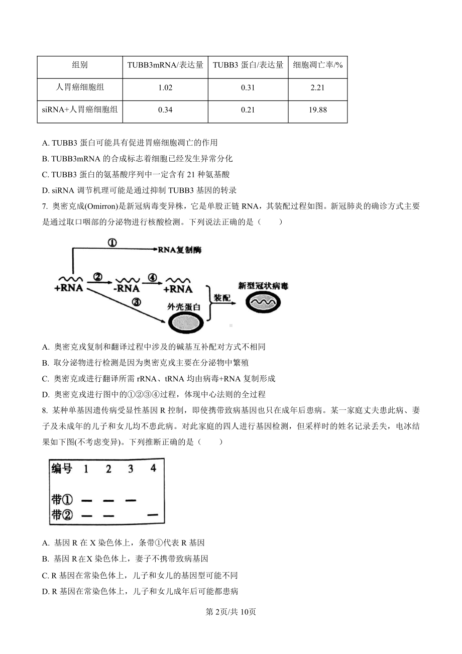 广东省茂名市2023届高三第一次综合测试一模生物试卷+答案.pdf_第2页