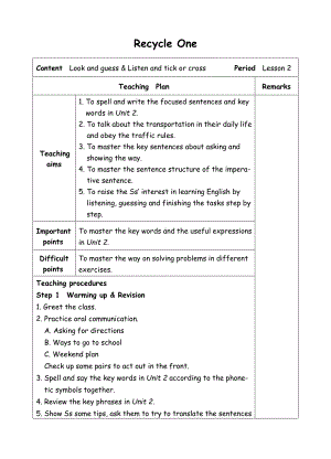 六年级上册英语教案-Recycle 1-2-人教(PEP)( ).doc