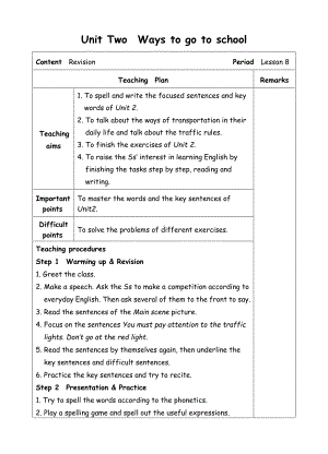 六年级上册英语教案-Unit2 Ways to go to school-8B Revision-人教(PEP)( ).doc