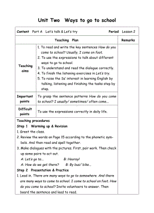 六年级上册英语教案-Unit2 Ways to go to school-2A Let's talk-人教(PEP)( ).doc