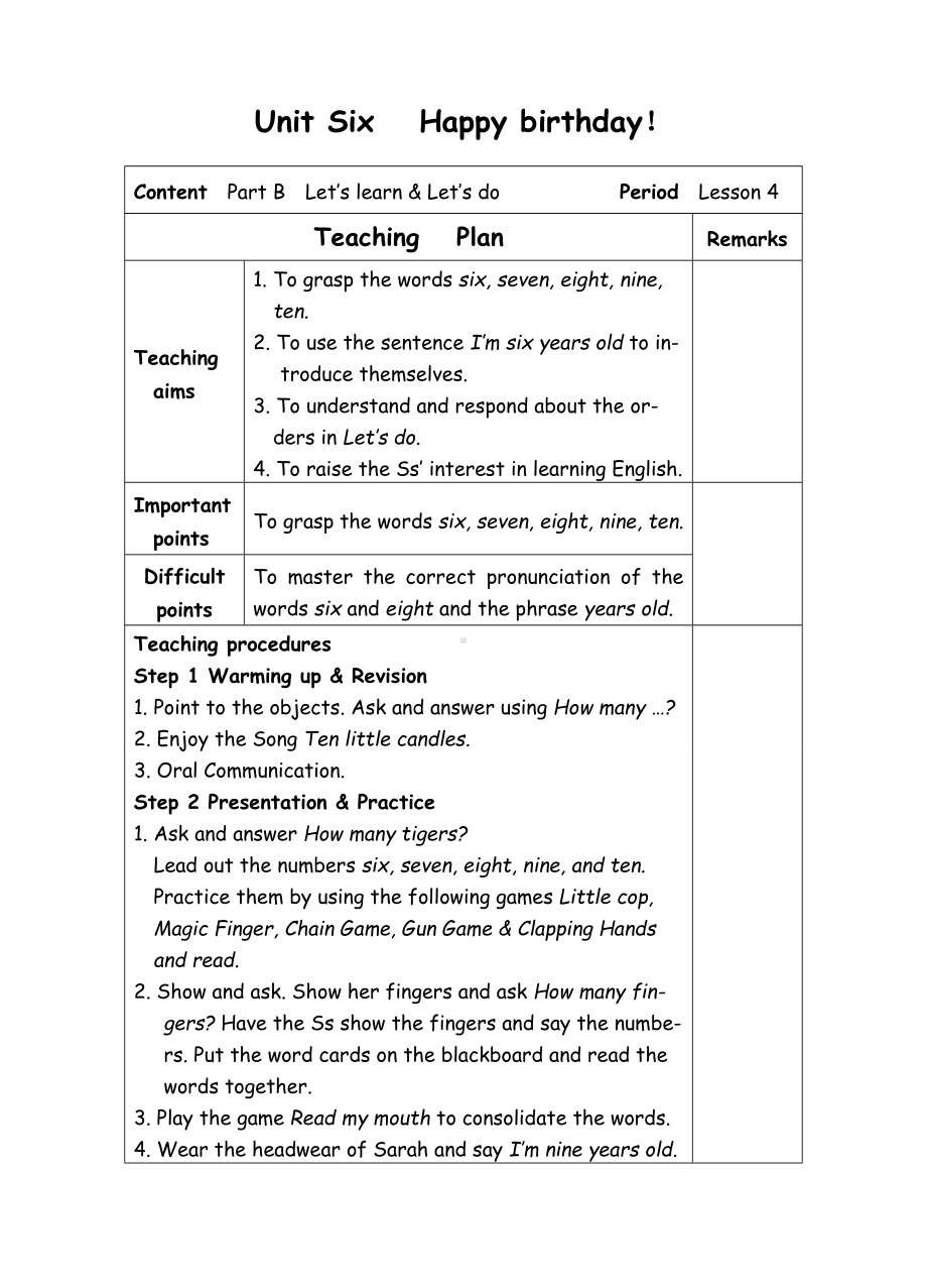 三年级上册英语教案-5 Unit6 Happy birthday-4-人教(PEP).doc_第1页