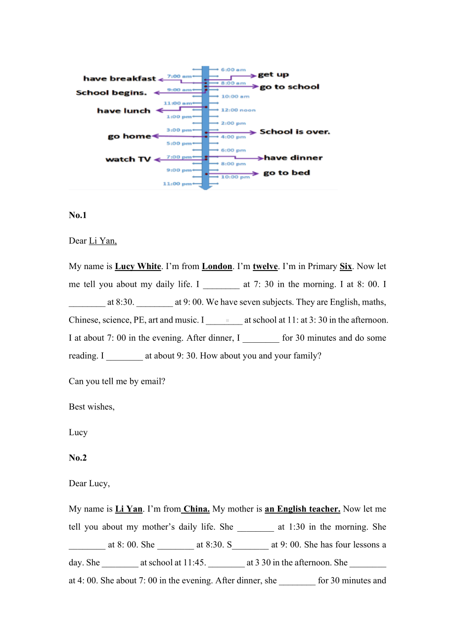 六年级上册英语教案- Unit 1 I go to school at 800.Lesson 4 人教精通.docx_第2页