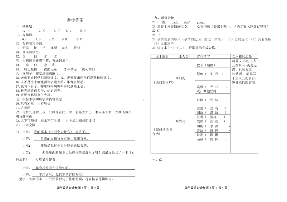 小学四年级上期语文期末模拟试卷及参考答案.doc_第3页