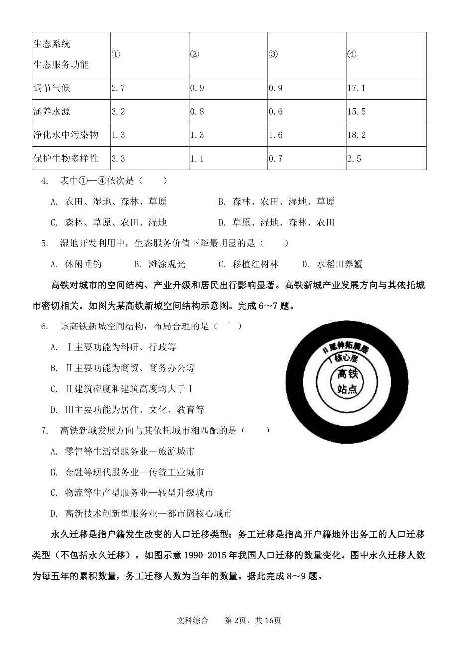 2022届内蒙古乌兰察布市集宁区第二中学高三第三次高考模拟考试文科综合试卷.pdf_第2页