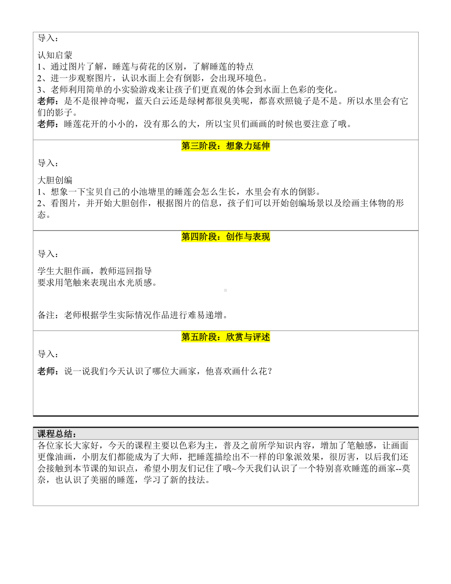 一年级下册美术课外B班教案-睡莲—教案-全国通用.doc_第2页