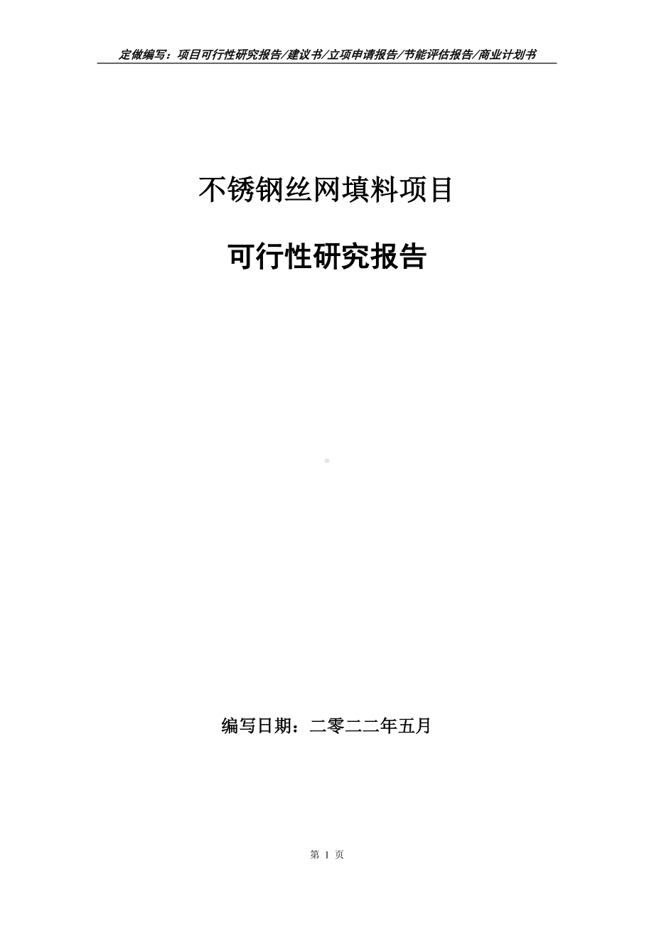 不锈钢丝网填料项目可行性报告（写作模板）.doc_第1页