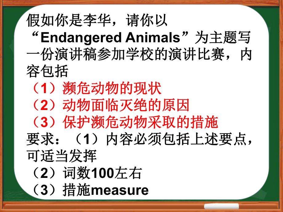 外研版高中英语Book 5 Module 6 Animals in danger Writing 教学课件(共18张PPT).ppt_第2页