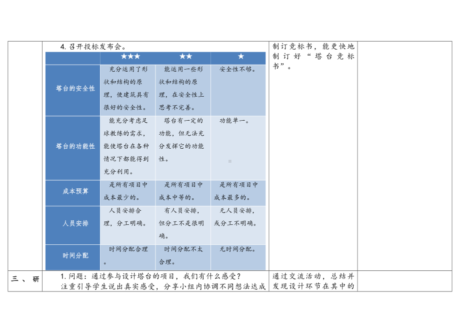 1.3 建造塔台（表格式）教案（含课堂练习和反思）-2023新教科版六年级下册《科学》.docx_第3页