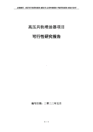 高压共轨喷油器项目可行性报告（写作模板）.doc