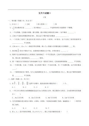 五年级下册数学试题-五升六好题综合训练（九）-北师大（ 年秋）（无答案）.doc