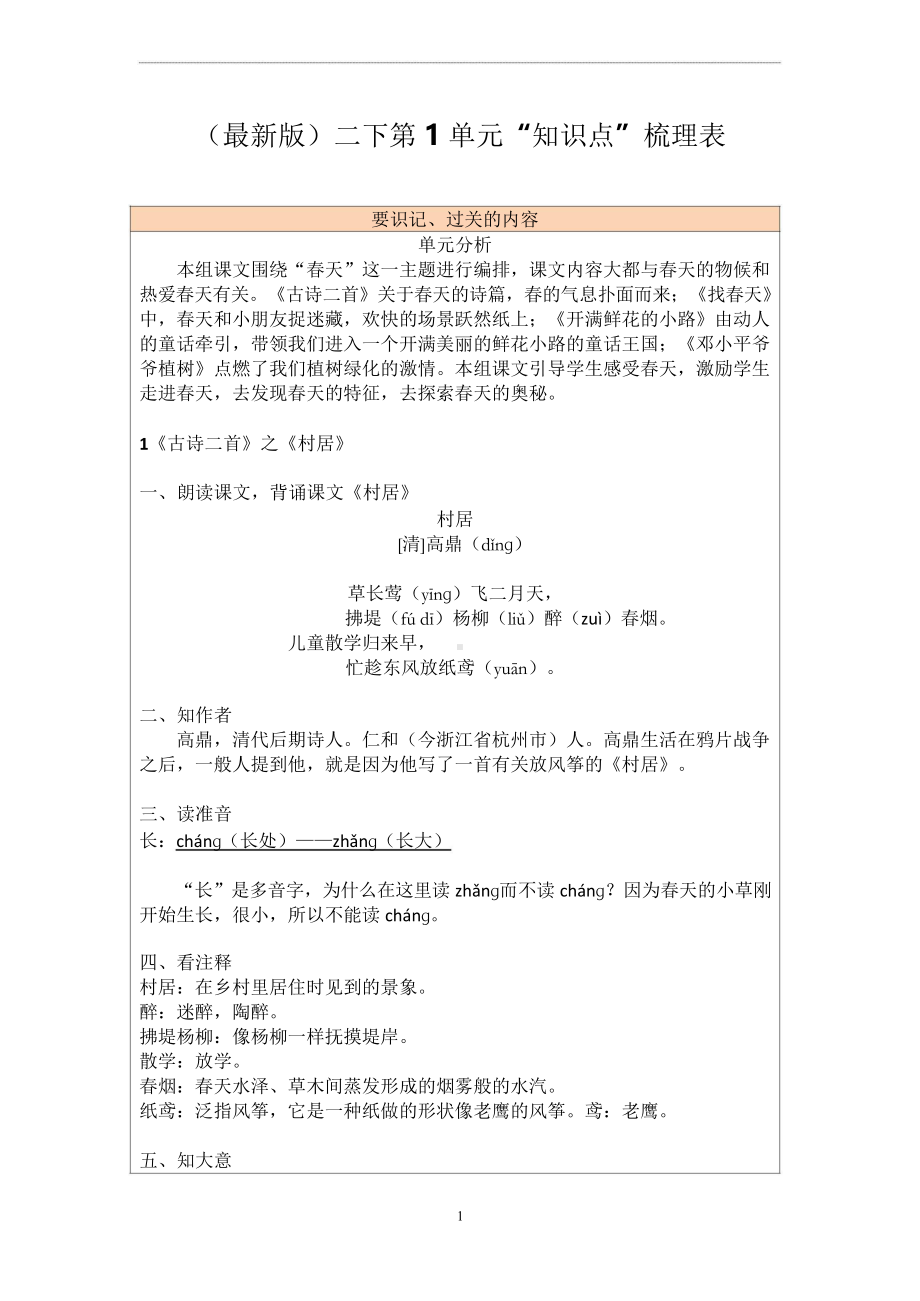 新课标背景下：二下语文一单元知识点汇编.docx_第1页