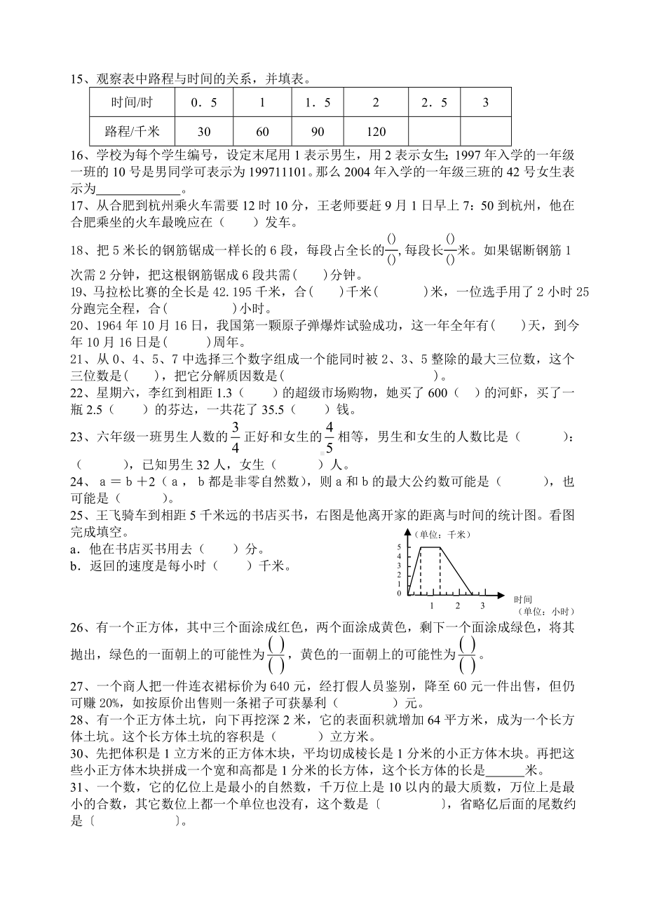 六年级下册数学试题-小学毕业班第二轮总复习专项练习九（综合应用）（无答案）人教新课标.doc_第2页