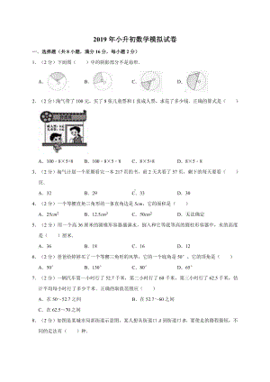 六年级下册数学试题小升初数学模拟试卷2人教新课标 （解析版）.doc