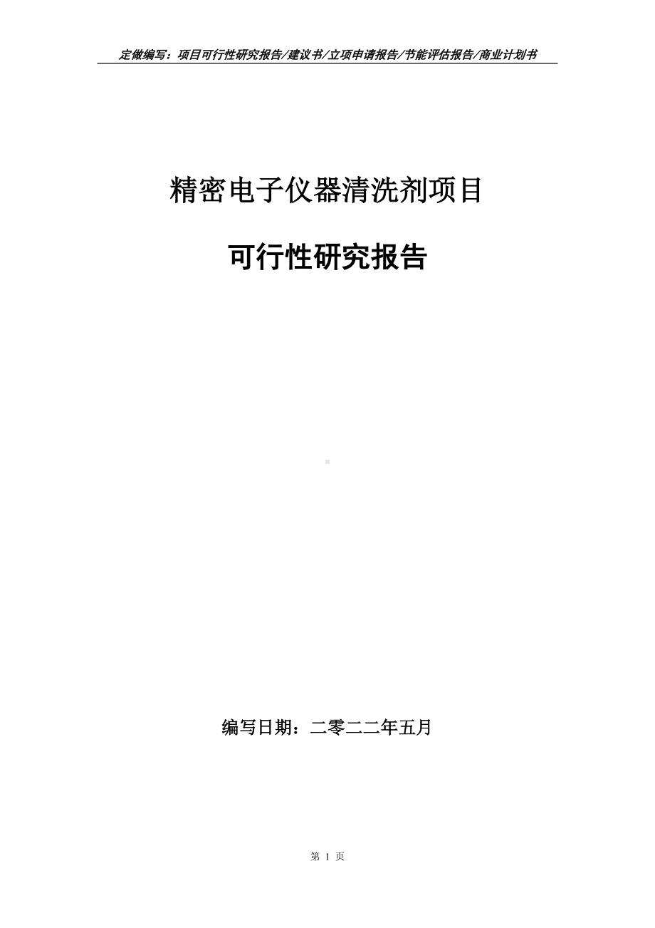 精密电子仪器清洗剂项目可行性报告（写作模板）.doc_第1页