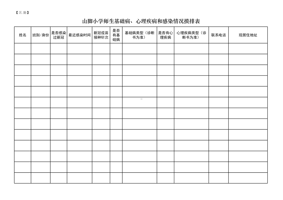 山脚小学师生基础病、心理疾病和感染情况摸排表.xlsx_第1页