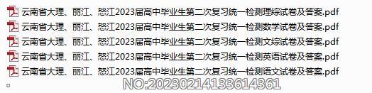 云南省大理、丽江、怒江2023届高中毕业生第二次复习统一检测各科试卷及答案.rar