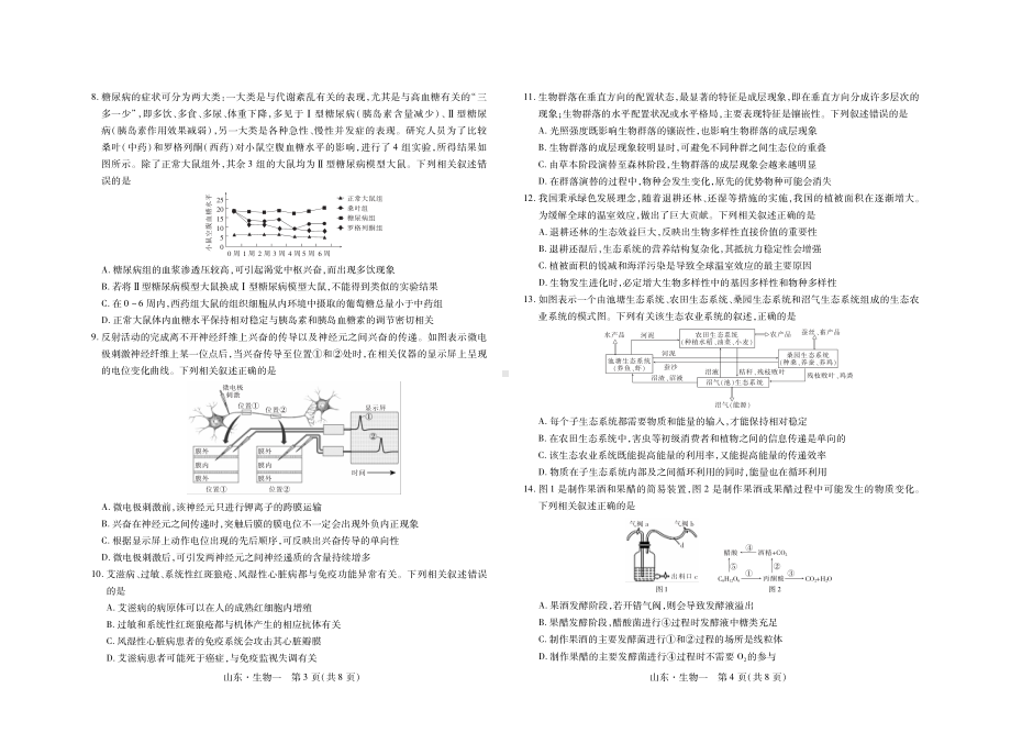 2023届普通高等学校招生全国统一考试仿真模拟（一）生物试卷及答案.pdf_第2页