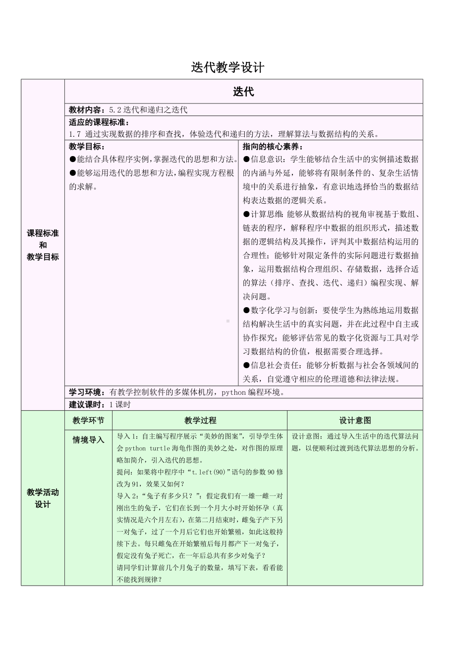 5.2.1 迭代 教学设计-数据 与数据结构-新浙教版（2019）《高中信息技术》选择性必修第一册.doc_第1页