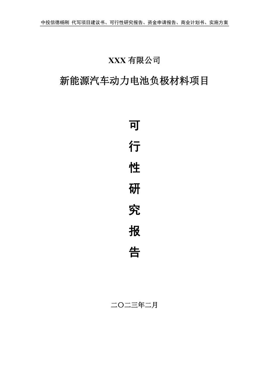 新能源汽车动力电池负极材料可行性研究报告申请备案.doc_第1页