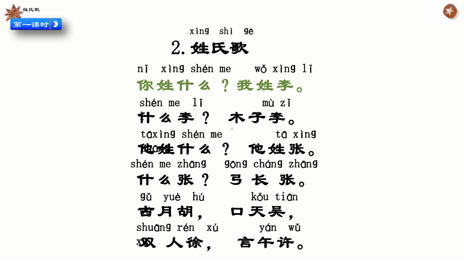 小学语文一年级下册-识字1 识字2 姓氏歌.pptx_第2页