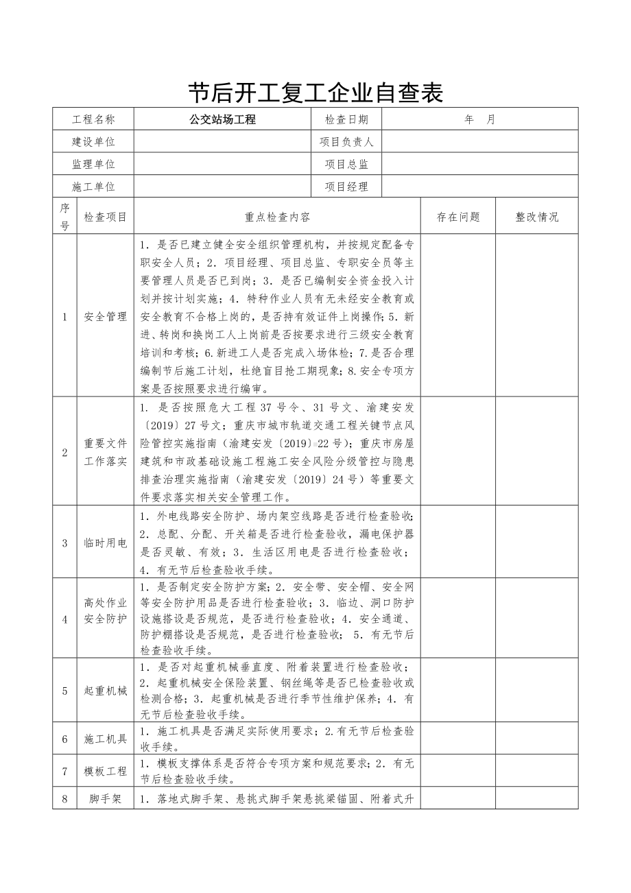 节后开工复工企业自查表.docx_第1页