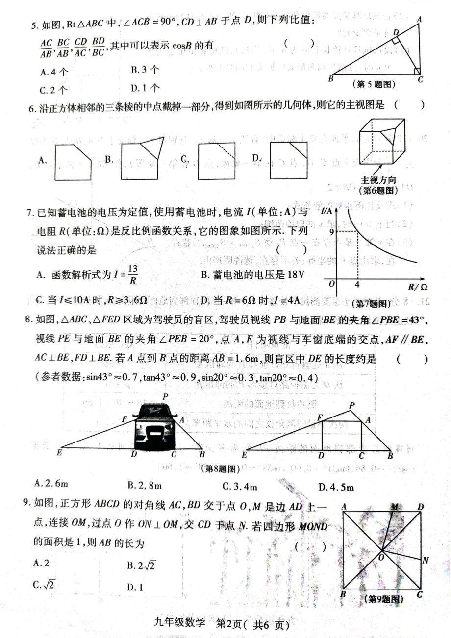 河南省平顶山市叶县2022-2023学年九年级上学期期末考试数学试题.pdf_第2页