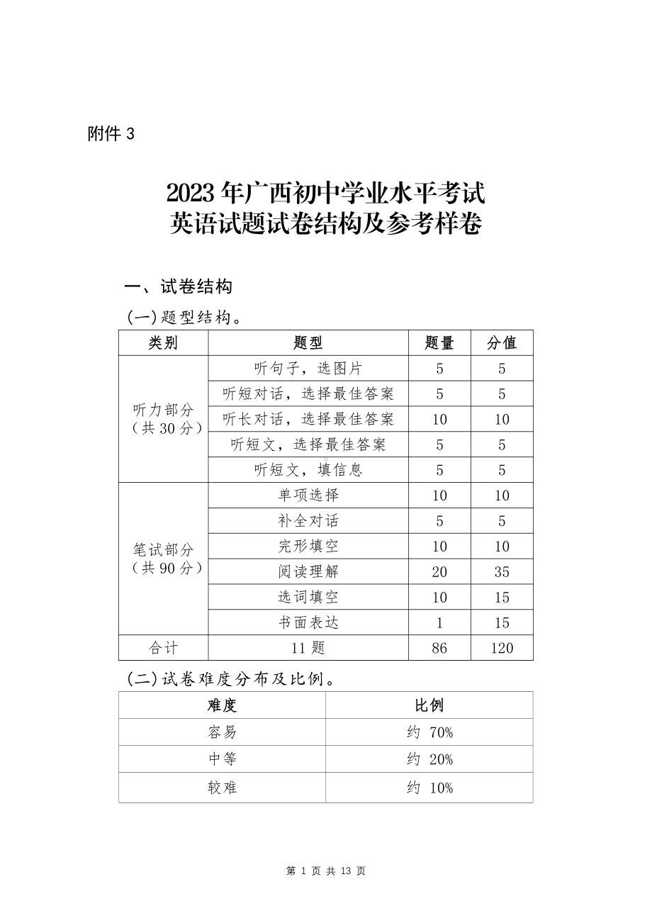 2023年广西初中统考样卷（英语）.pdf_第1页