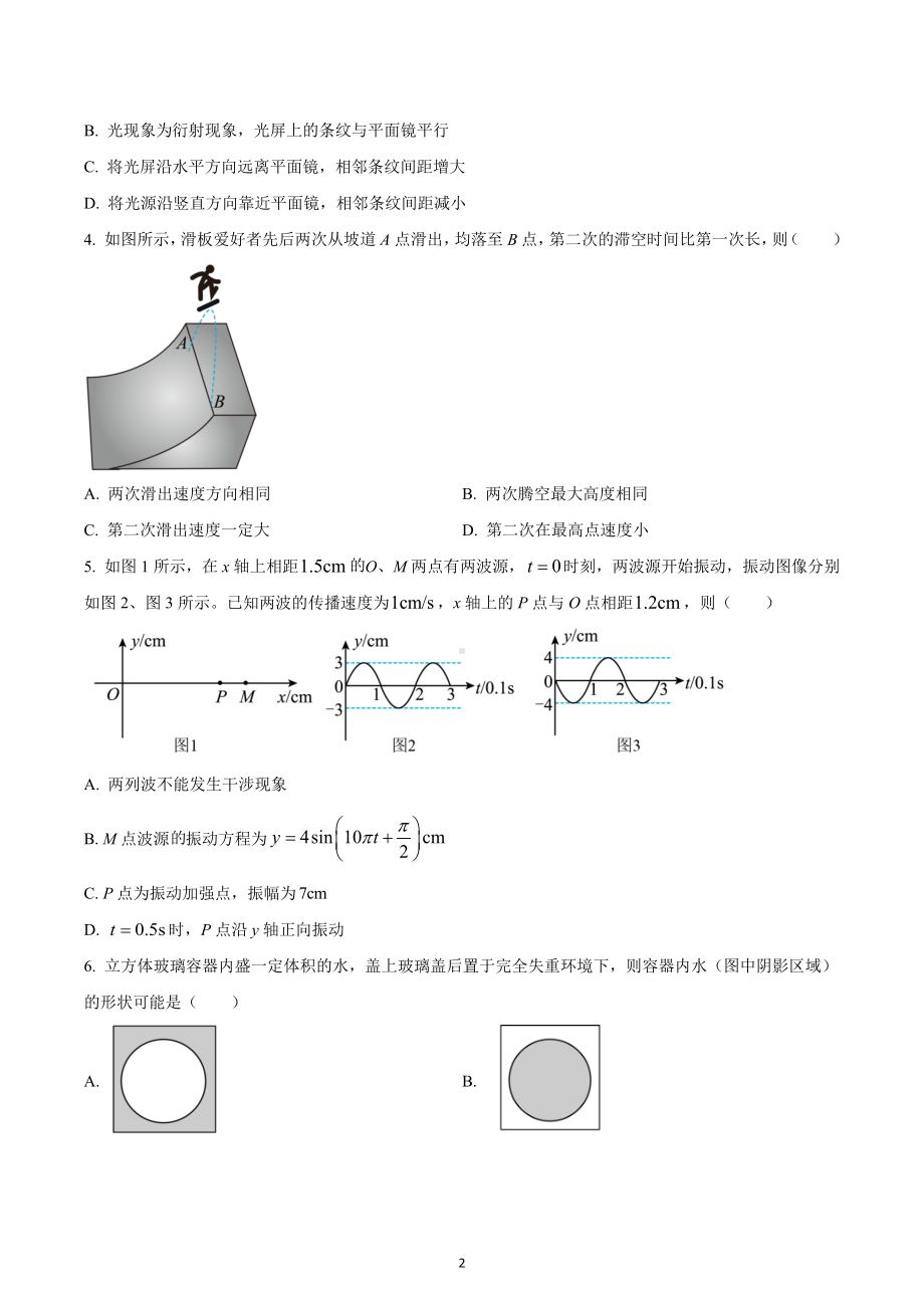 2023届江苏省高三物理模拟试题（一）.docx_第2页