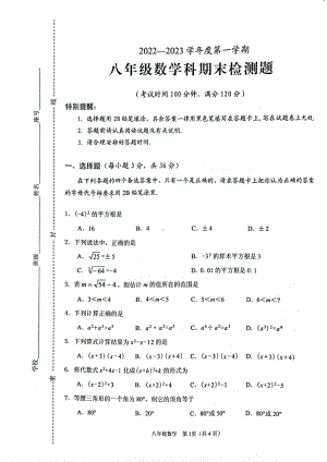 海南省海口市2022-2023学年八年级下学期开学考试数学试题及答案.pdf