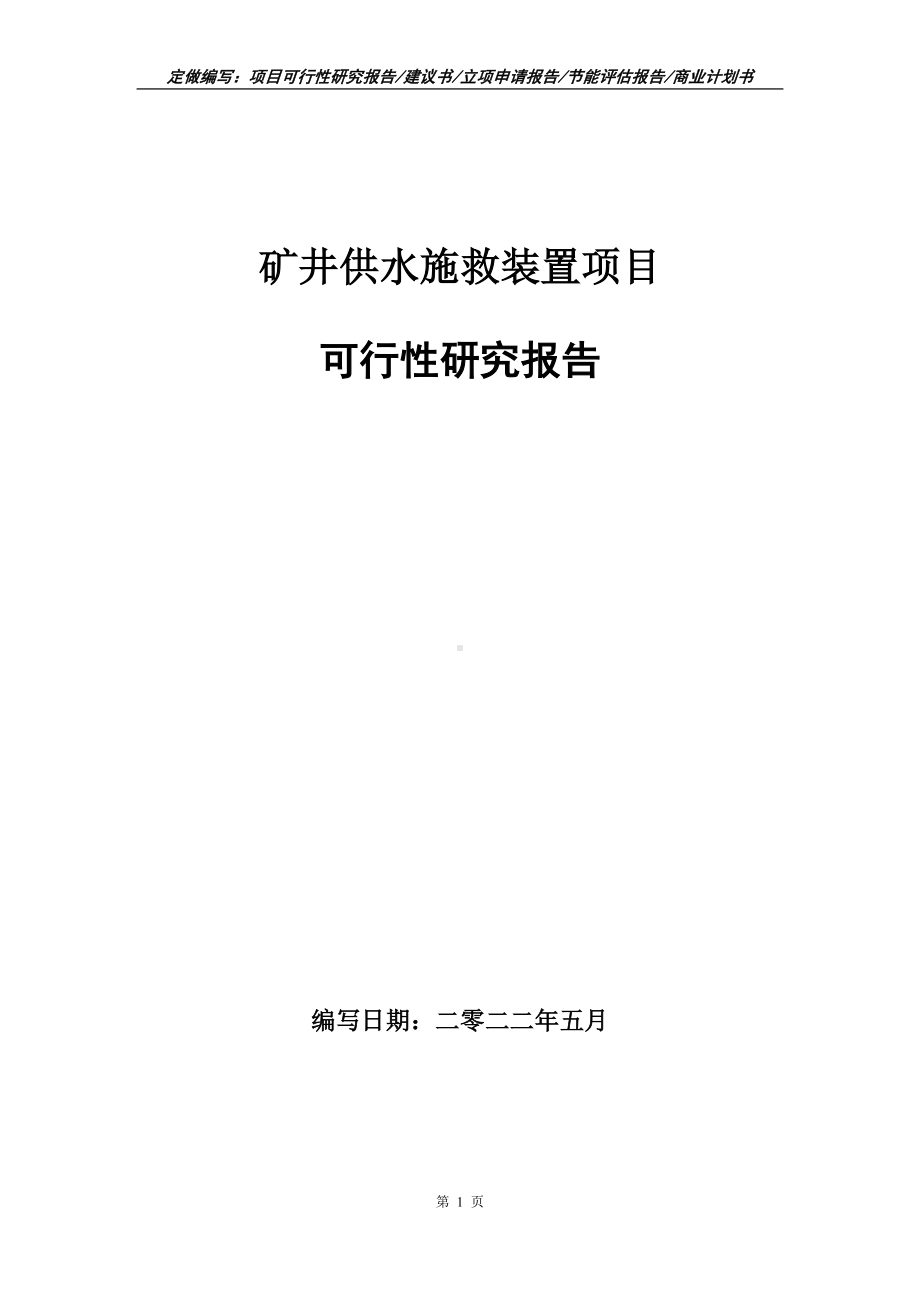 矿井供水施救装置项目可行性报告（写作模板）.doc_第1页